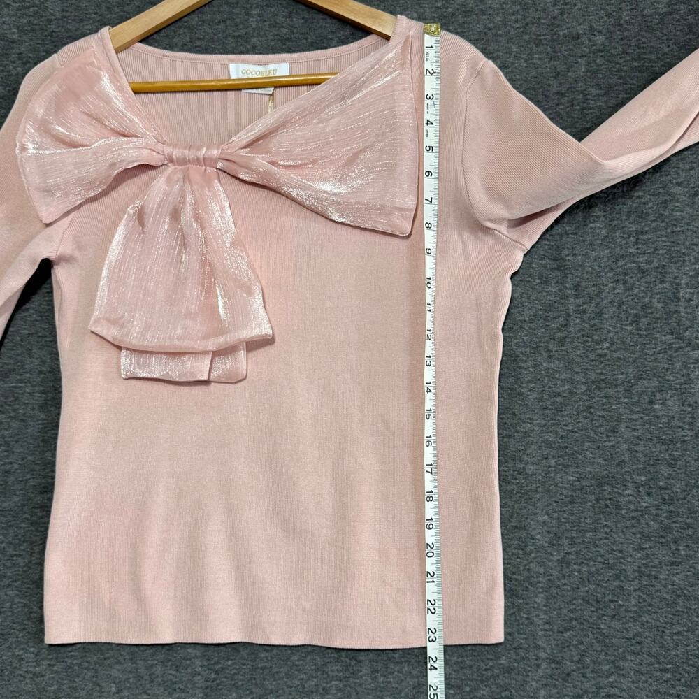 COCOBLEU‎ Pink Bow Sweater Size L Cute Kawaii Cottagecore Knit Pullover - Picture 5 of 10